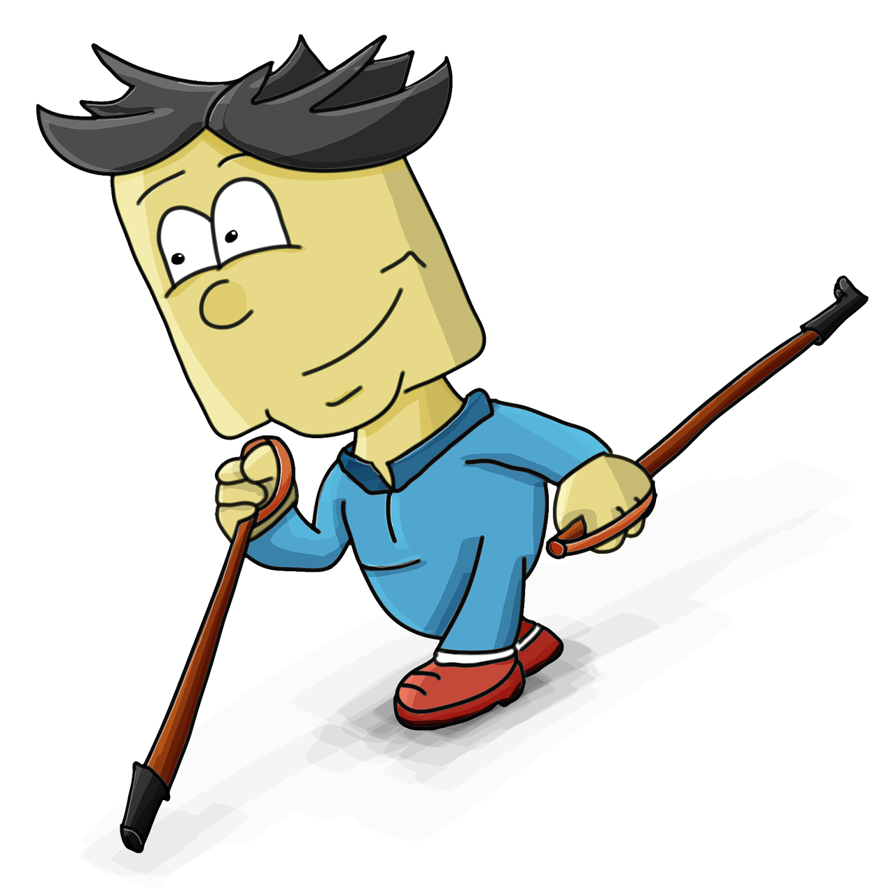 en marchant, scandinave, la marche nordique, nord, nordique, finlandais, personnage de dessin animé