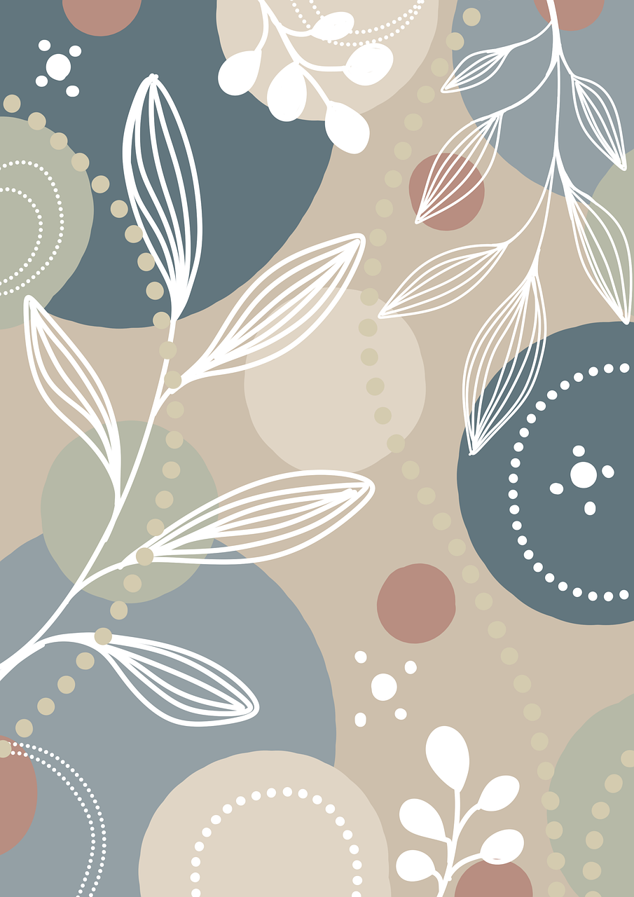 fleur, plantes, feuilles, facile, minimaliste, fleurs, nature, résumé, floral, art, fond floral, points, contexte