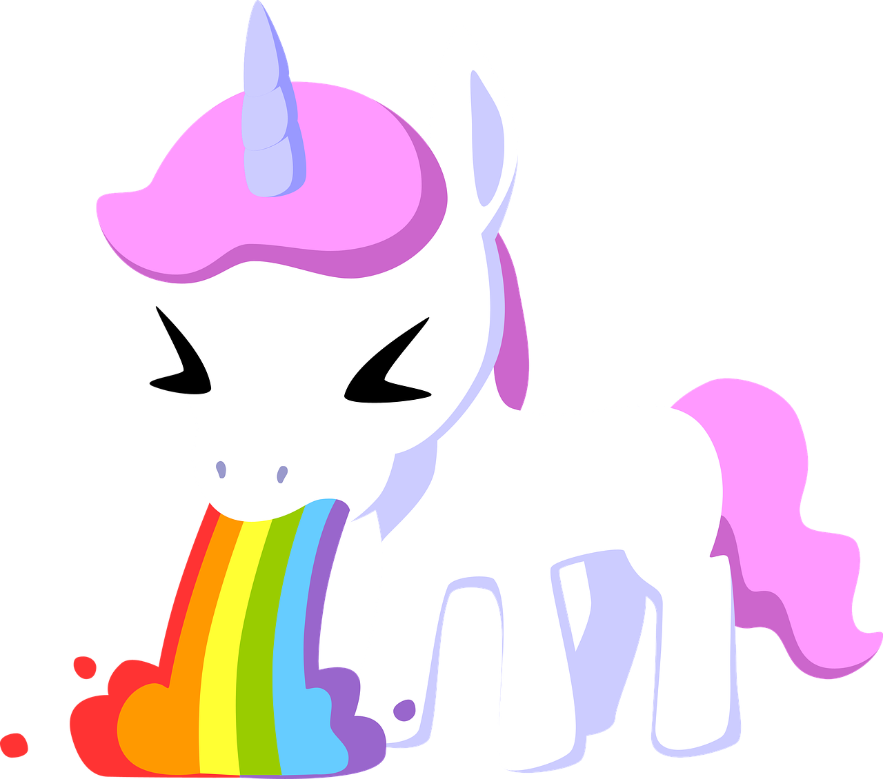 licorne, cheval, nature, arc-en-ciel, klaxon, vomir, puke, magique