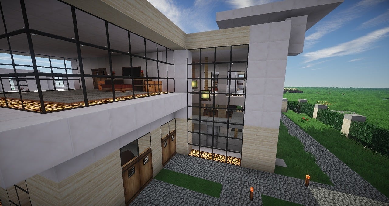minecraft, l'architecture, architecture moderne, maison moderne, extérieur, journée, côté, gris maison, minecraft, minecraft, minecraft, minecraft, minecraft, maison moderne, maison moderne