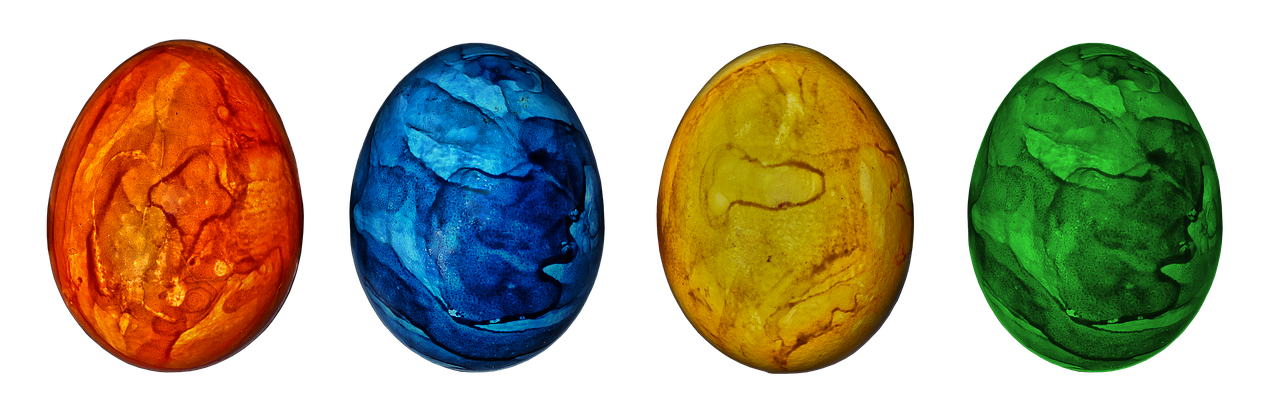 œufs de pâques, des œufs, oeufs colorés, coloré, peint, pâques, fête de pâques, aliments, œufs durs, oeuf dur, décoration, décorations de pâques, isolé, transparent