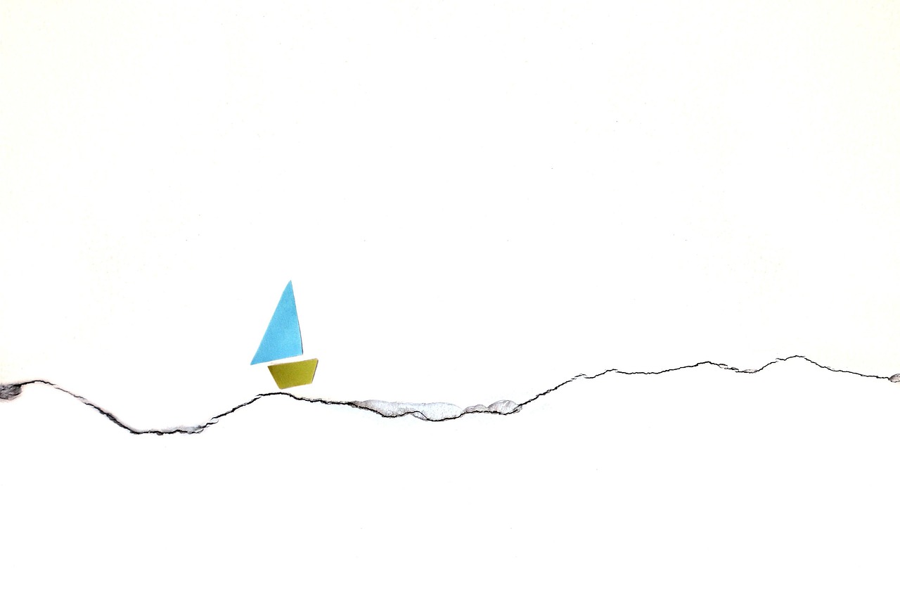 yacht, bateau, mer, naviguer, voilier, minimalisme, simplicité, facile, résumé, art, graphique, voyager, conception, silhouette, transport, voyage, créatif, dessin, nature, façonner, papier, collage, mur, fissure