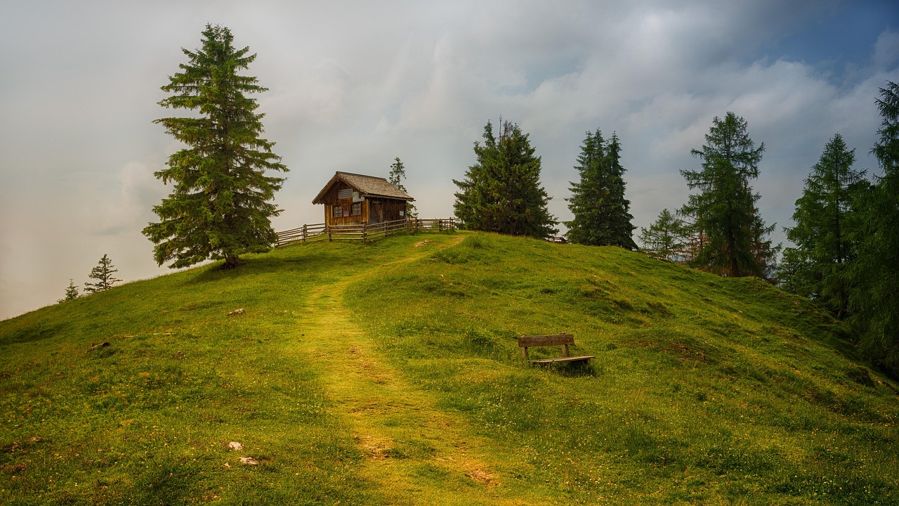 arbre, gazon, paysage, panorama, la nature, colline, cabane, aumônier, refuge alpin, chalet de montagne, vert, pâturage, cabane en bois, alpes, prairie, chemin, relever, piste, arbre, colline, colline, cabane, cabane, cabane, cabane, cabane, prairie, prairie, chemin, chemin, chemin, chemin