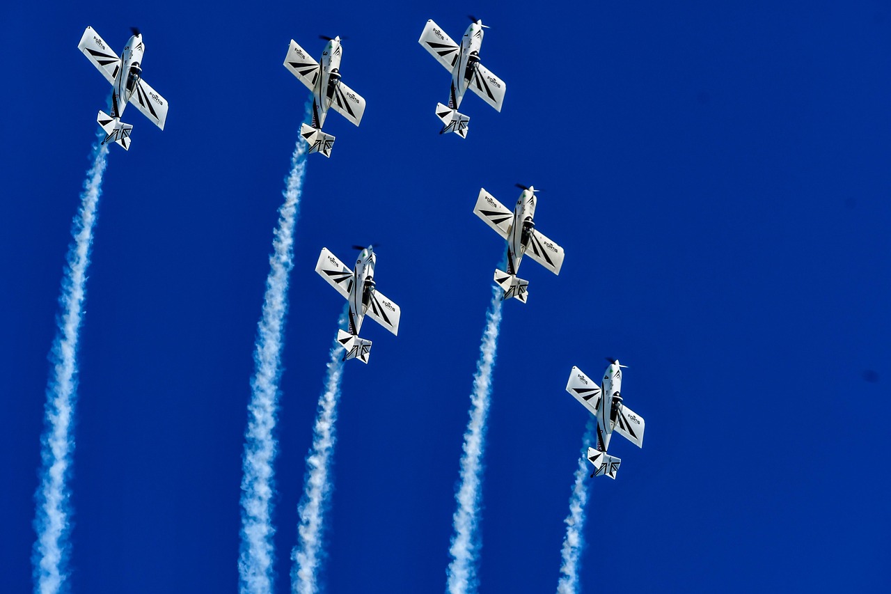 avions, airshow, formation, en volant, eastbourne, ciel bleu