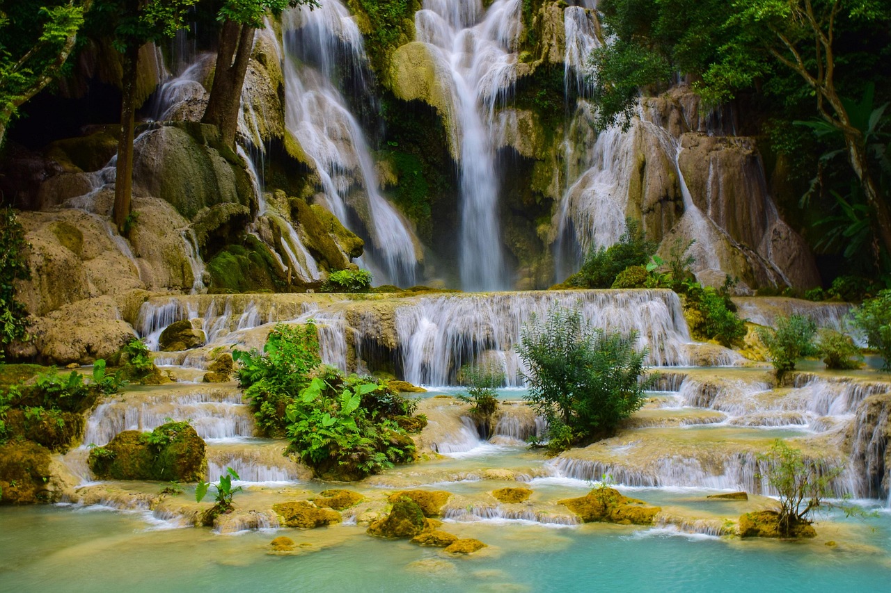 cascade, l'eau, rochers, luang prabang, nature, laos, asie, cascade de kuang si, cascade, cascade, nature, nature, nature, nature, nature, laos, laos, laos, laos, laos