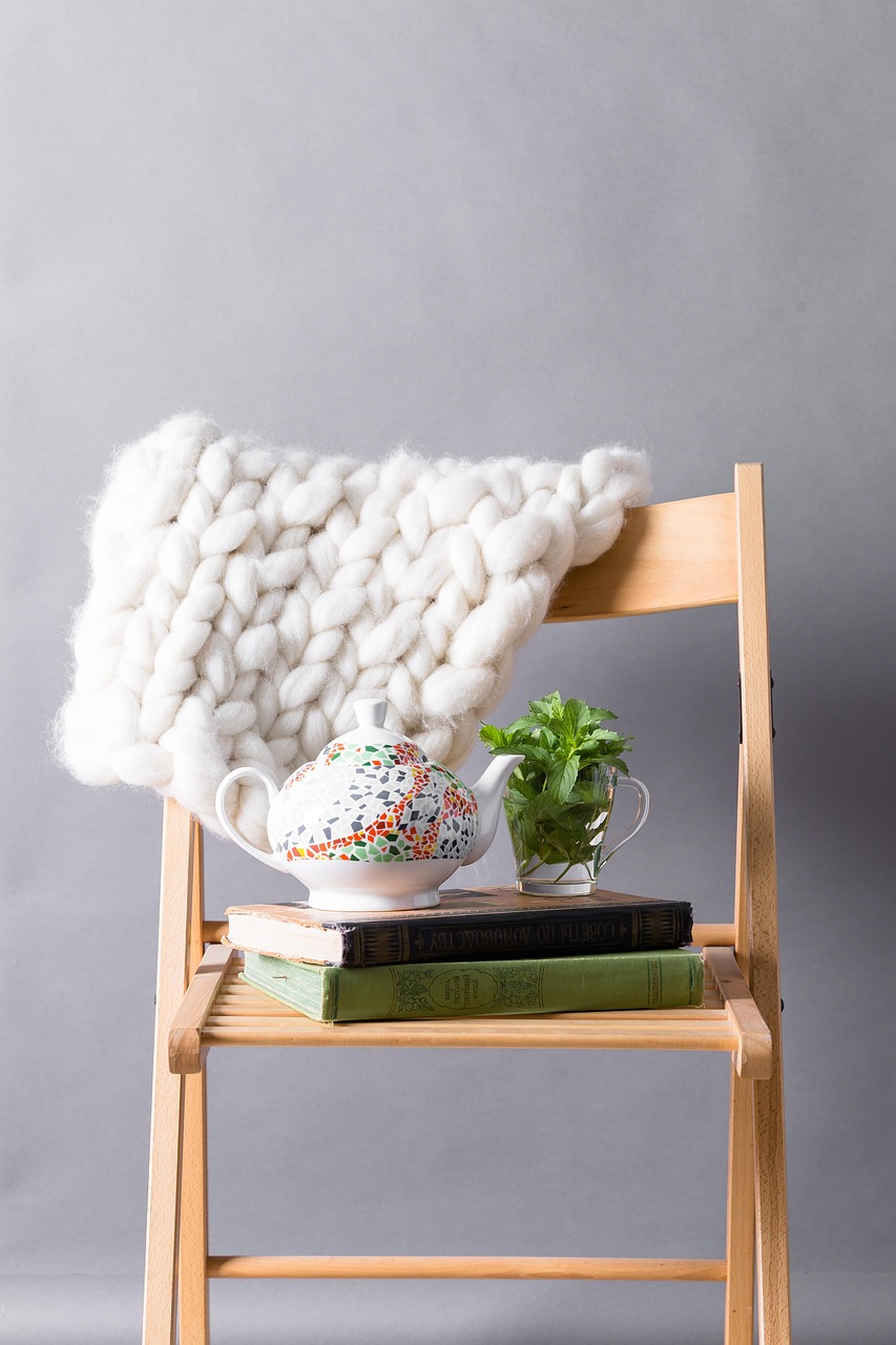 chaise, pièce, mur, livres, intérieur, plaid, théière, menthe, chaise, chaise, plaid, plaid, plaid, plaid, plaid