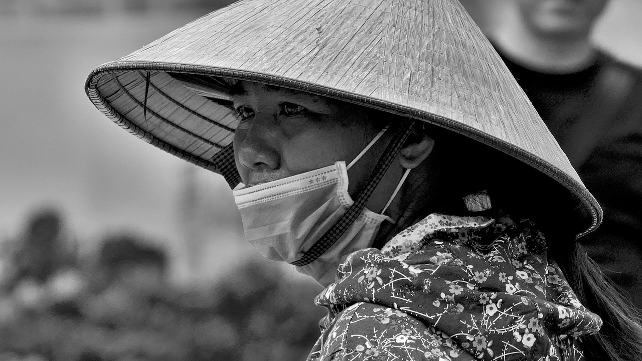 chapeau, asiatique, vietnam, homme, femme, masquer, asie, pc