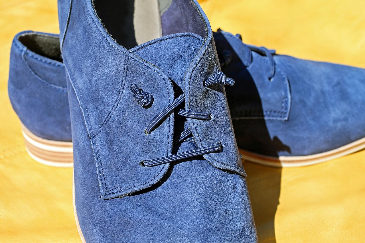 chaussure, cuir, peu, wildlederschuh, lacets, nœud, nouée, les lacets, bleu, moderne, chaussure femme, sportif, vite, à l'aise, style, élégance, le pied, porter, décontractée, a la mode, joli, vêtements