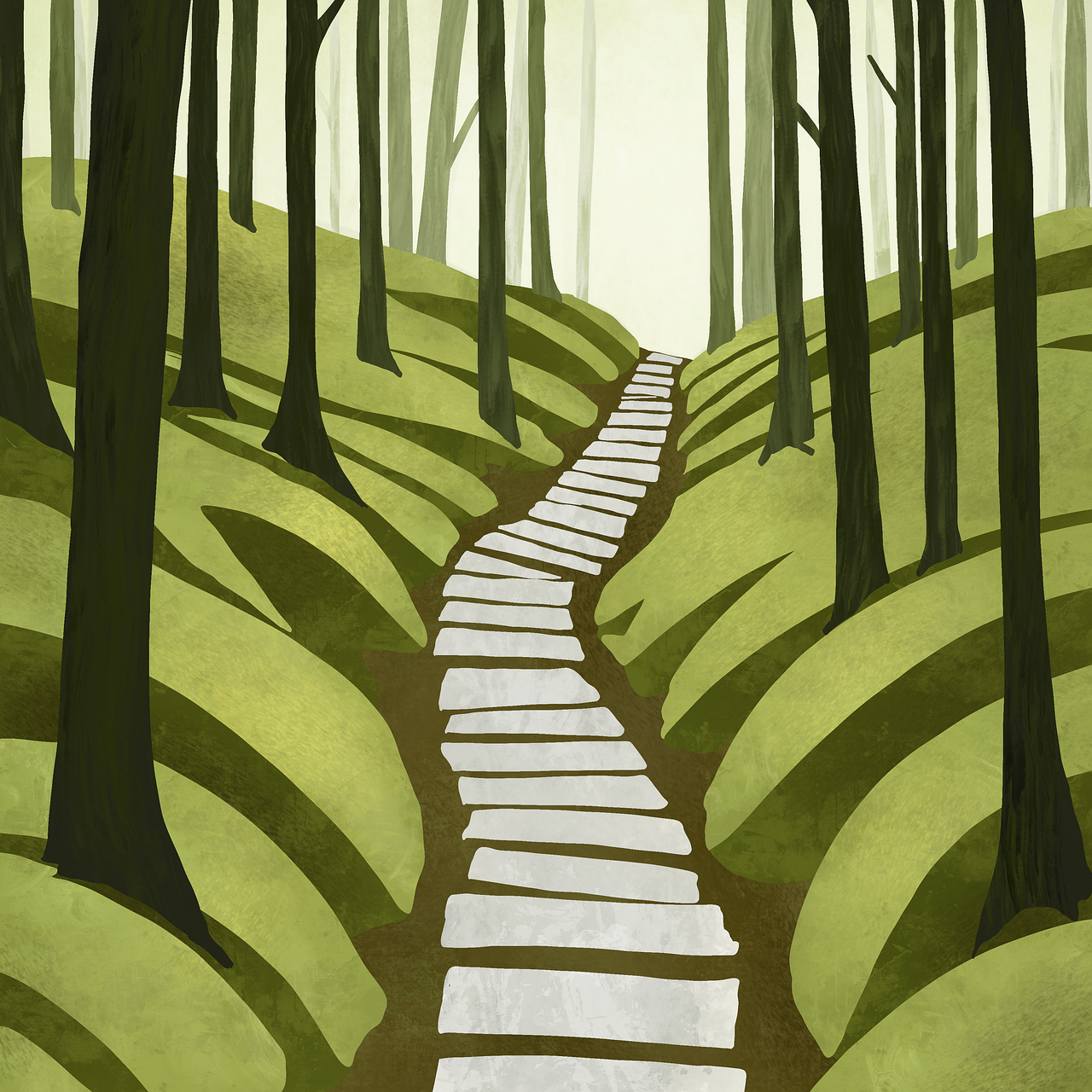 chemin, piste, pavé, les bois, forêt, des arbres, nature, paysage