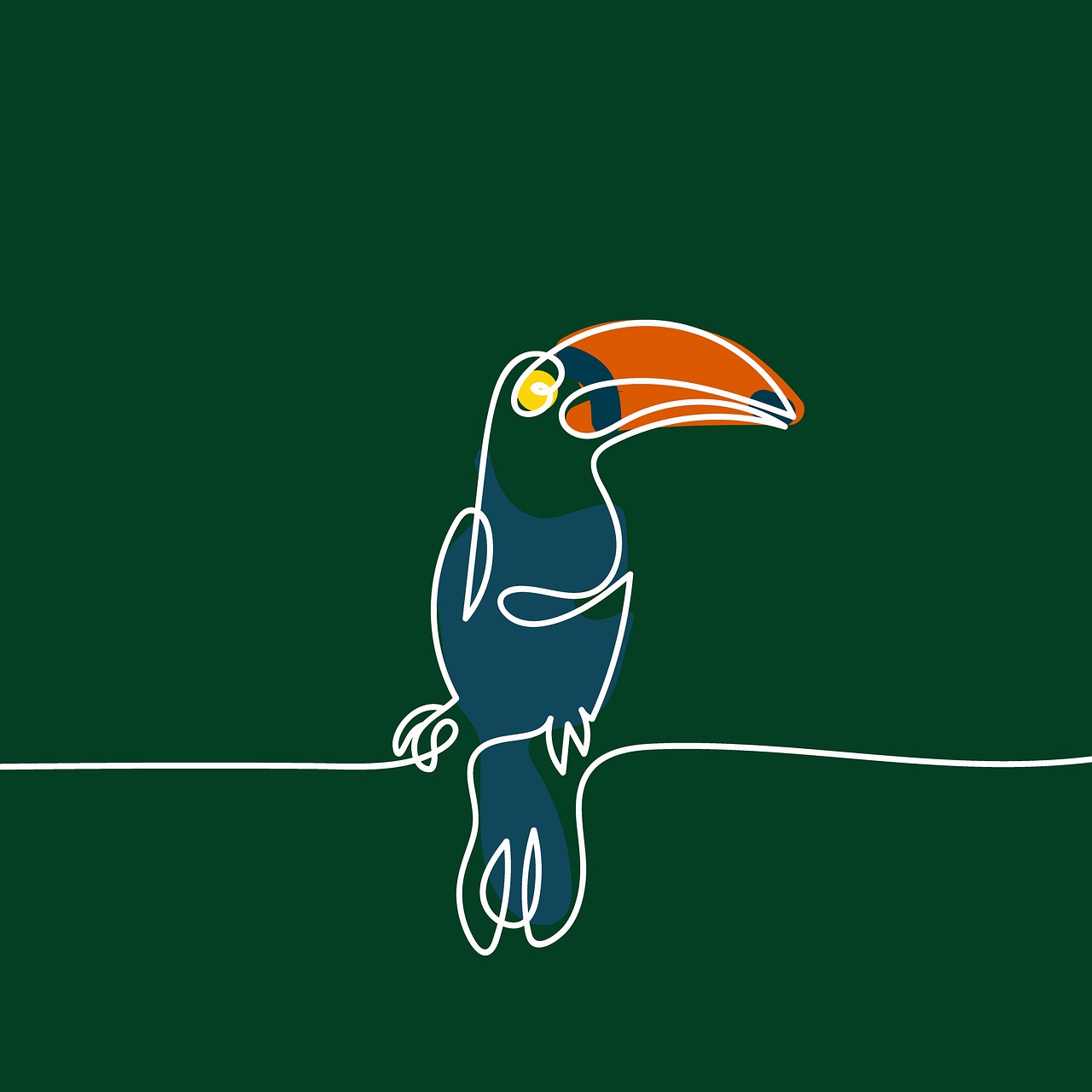 dessin, ligne, facile, conception, animal, bohème, bohémien, simplicité, nature, toucan, oiseau, contexte