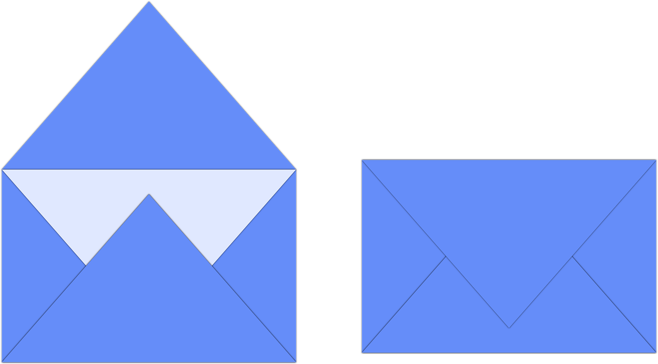 enveloppe, lettre, poster, la communication, un message, papier, bleu, découper