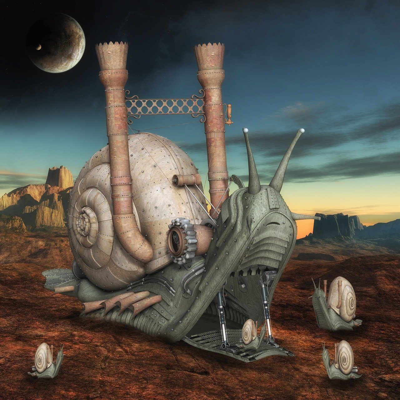 fantaisie, escargots, paysage, steam punk, steam punk, steam punk, steam punk, steam punk, steam punk