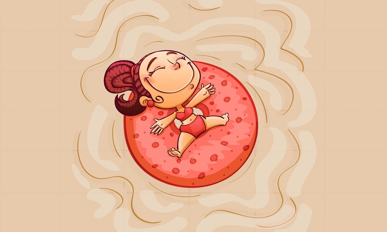 fille, piscine, nature, piscine flotteur, bassin, loisirs, fond d'écran, contexte, l'été, la natation, dessin animé