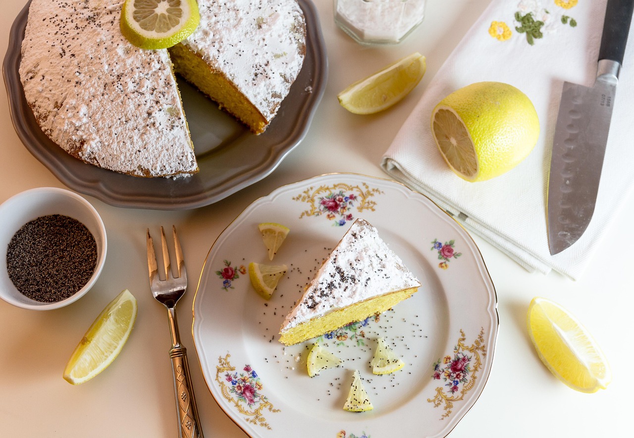 gâteau, le dessert, aliments, citron, sucre glace, gâteau au citron, couteau, frais, gâteau, gâteau, gâteau, gâteau, gâteau, citron
