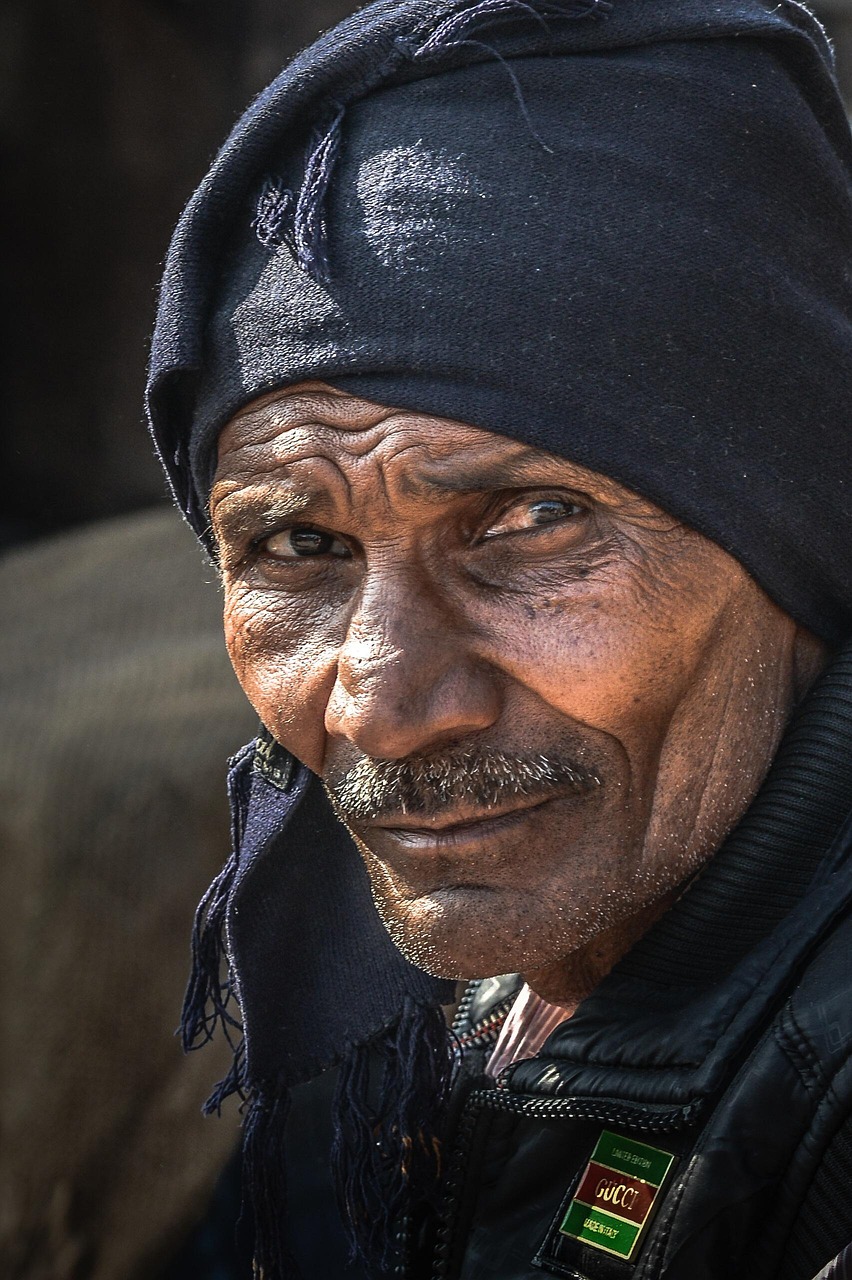 homme, visage, diriger, sénior, plus âgée, inde, portrait