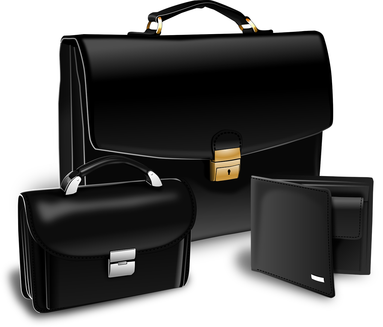 mallette, bourse, valise, portefeuille, attache case, le noir, cuir, étui en cuir, porte-monnaie en cuir, sac à main en cuir, découper