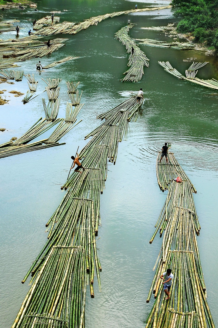 pêcheurs, faire de la pêche, en aval, fleuve, en plein air