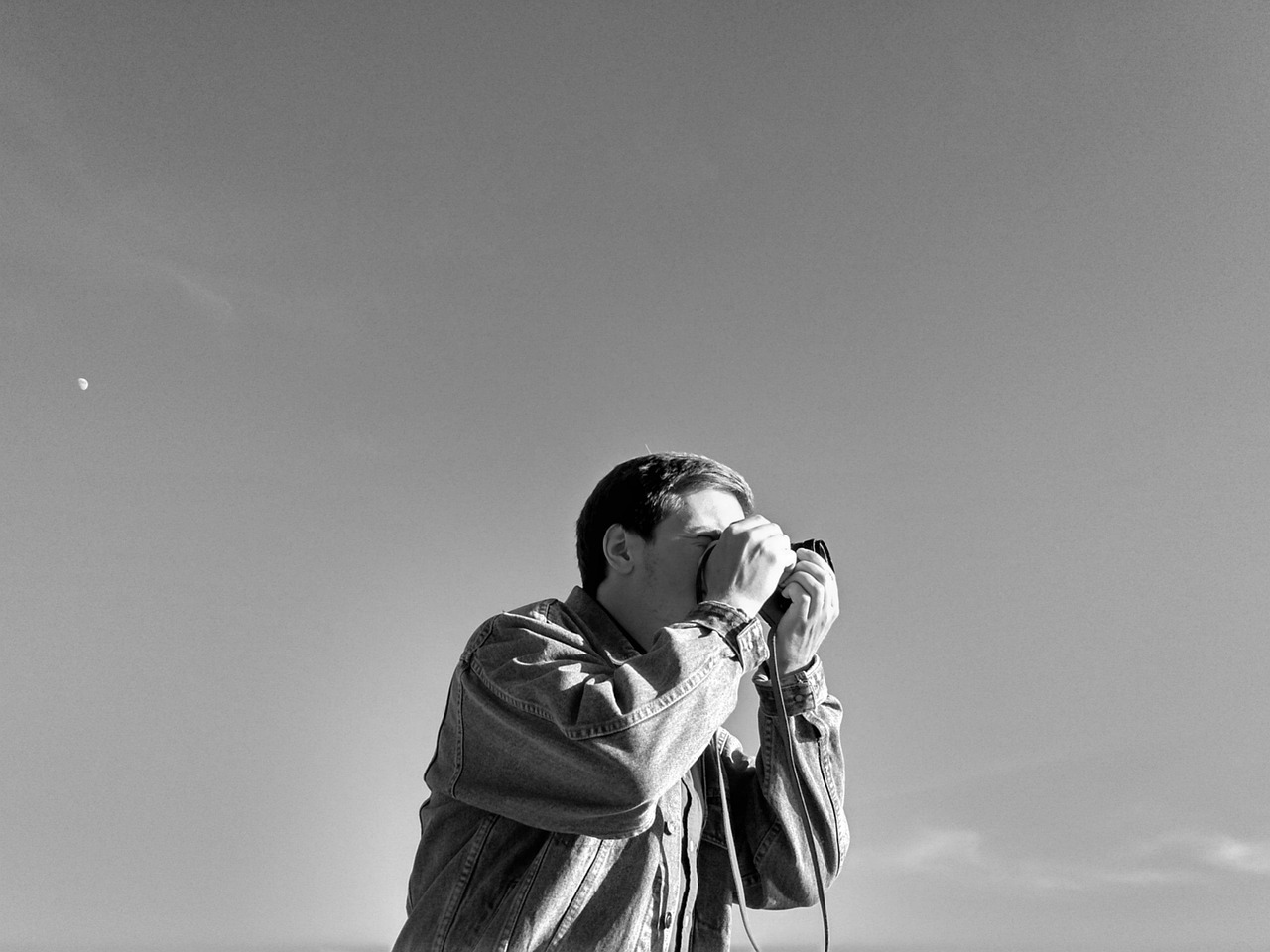 photographe, pc, nature, garçon, ciel, minimalisme, profil, un, rien de plus