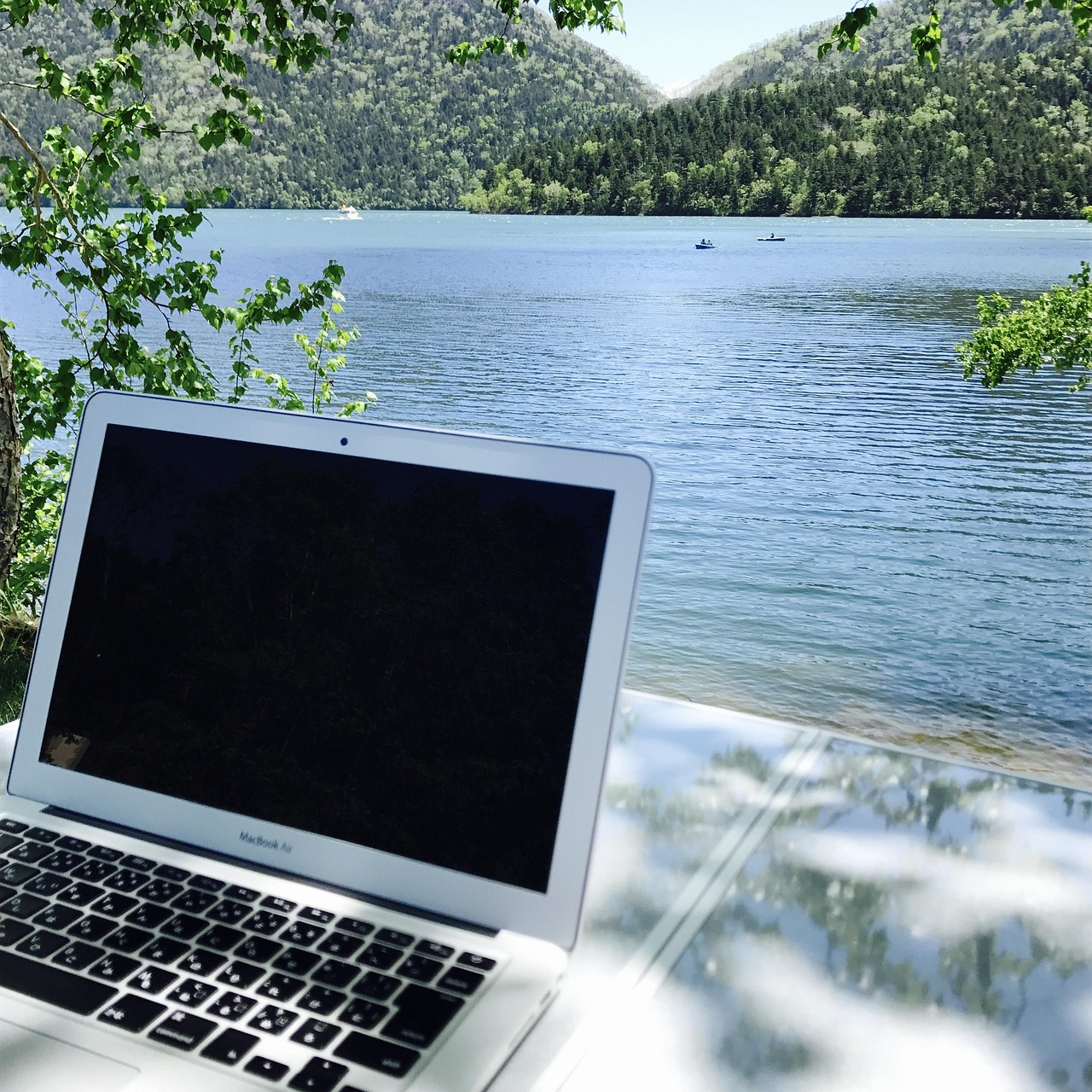 travaux, nature, pc, lac