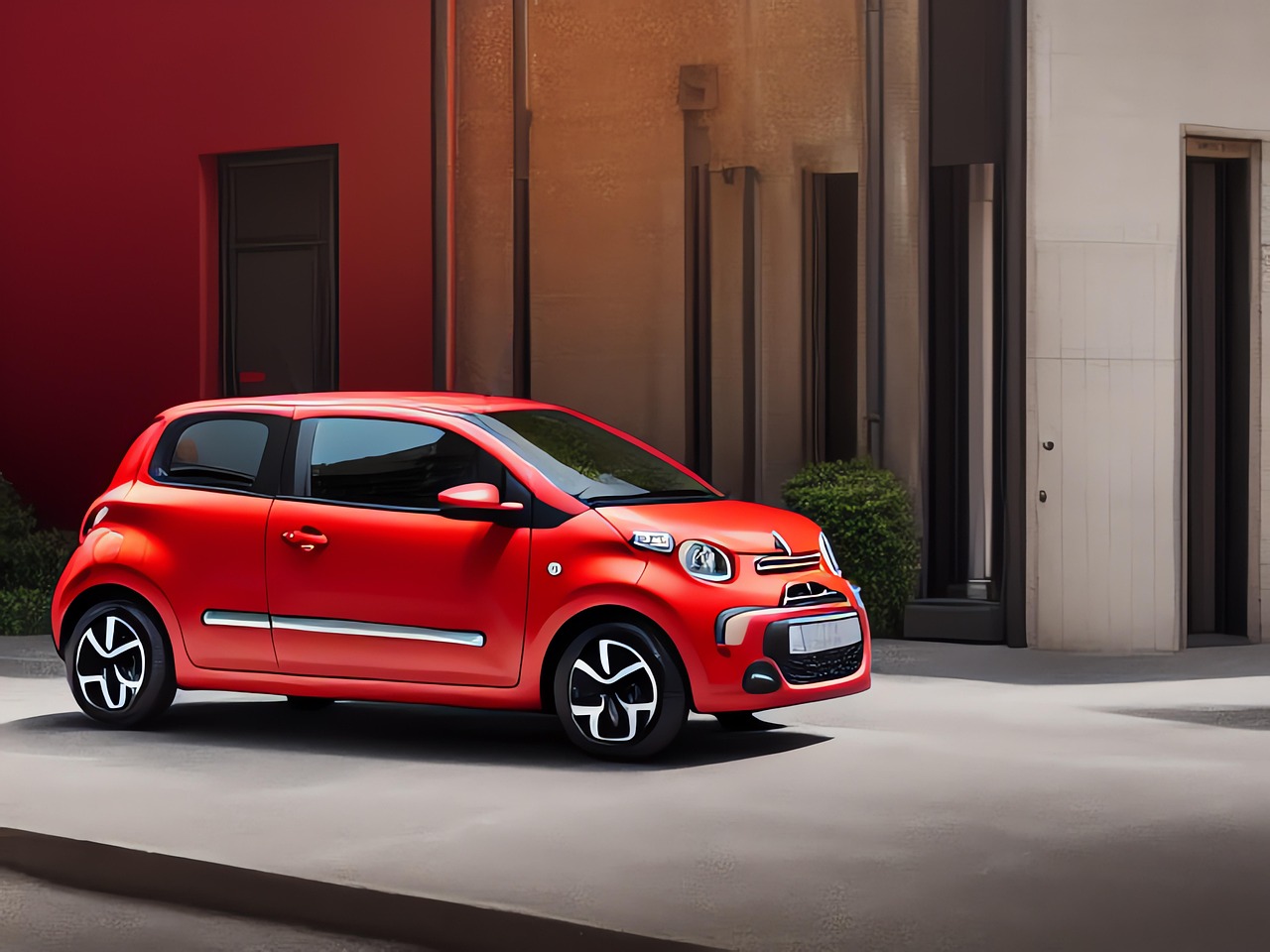 ai generated, citroën, véhicule, c1, citroën c1, auto, voiture, transport, rouge, automobile