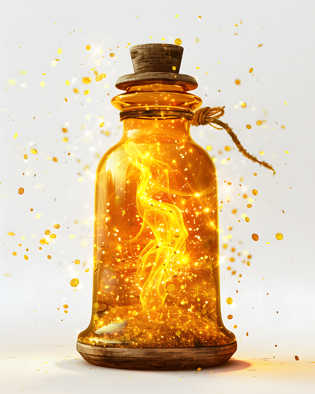 ai généré, bouteille, potion, potion magique, la magie, boire, jaune et or