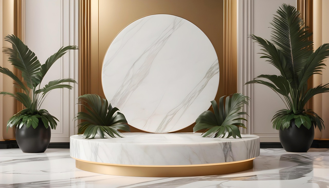 ai généré, marbre, podium, l'architecture, pierre, maquette, mur, affichage, nature, produit, promotion, les plantes, luxe