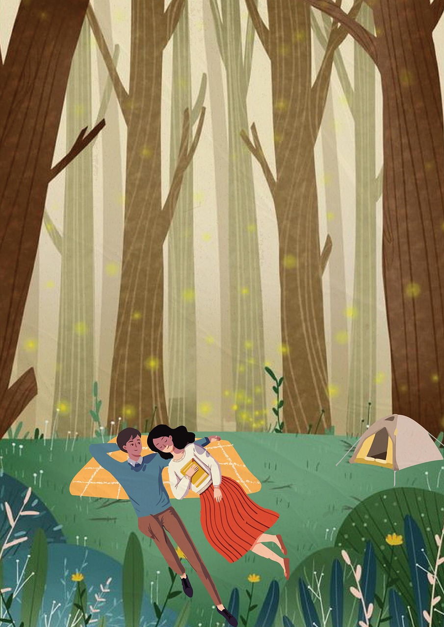 amour, coupler, automne, nature, forêt, ouvrages d'art, dessin, la peinture, bois, texture, rouge