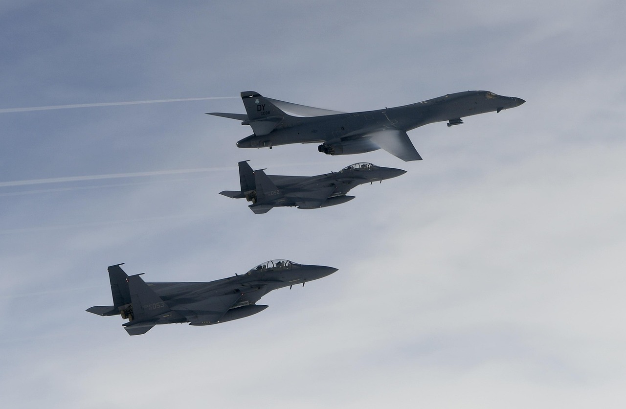 b-1b, lancier, bombardier, corée du sud, corée, aviation, vol