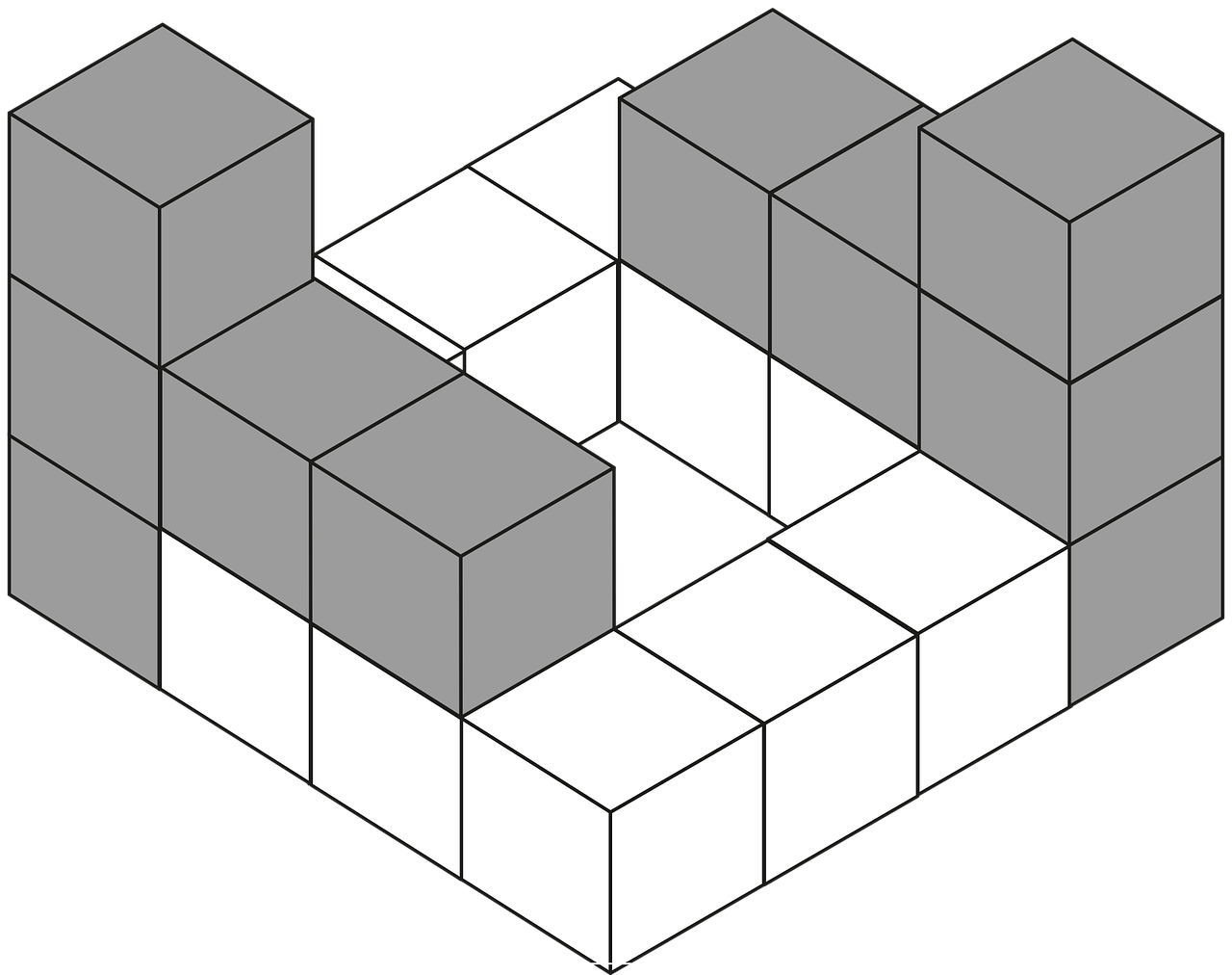 cube, bloc, cube 3d, clipart, coupé