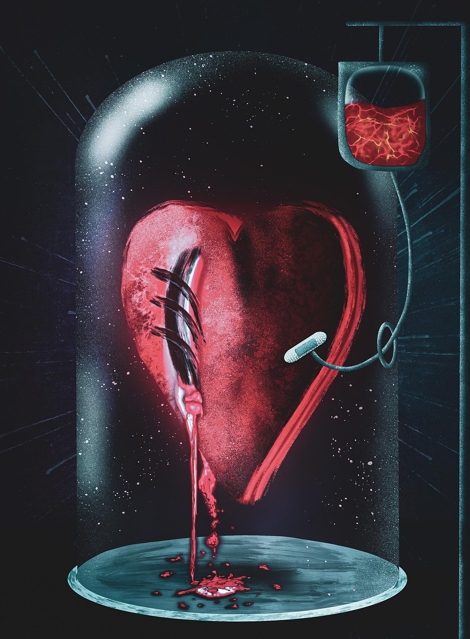 cœur, amour, guérison, goutte iv, faire mal, des points de suture, dôme en verre