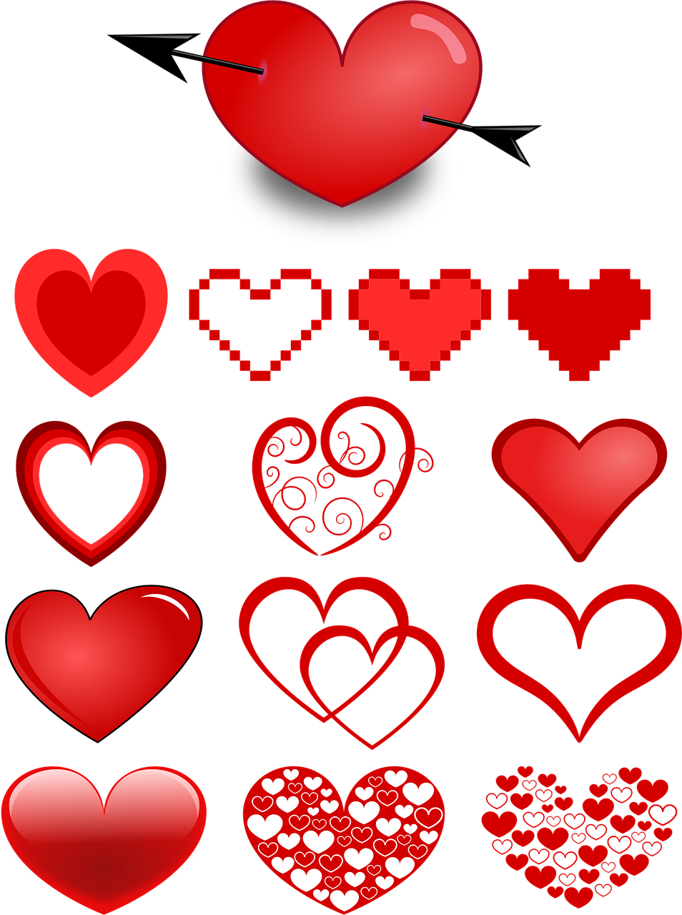 cœur, cœurs, collection de coeurs, rouge, amour, collection, évolutif, favori, engouement, avoir envie de, tomber amoureux, la saint-valentin, ami