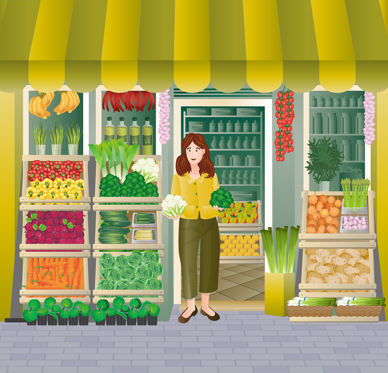 femme, achats, un magasin de légumes, marchand de légumes, magasin de fruits et légumes, étal de fruits et légumes, jeune femme, fille, client, des légumes, épicerie, magasin, marché, aliments, fruit, produire, épicerie, épicerie, épicerie, épicerie, magasin, magasin, magasin, magasin, magasin, marché