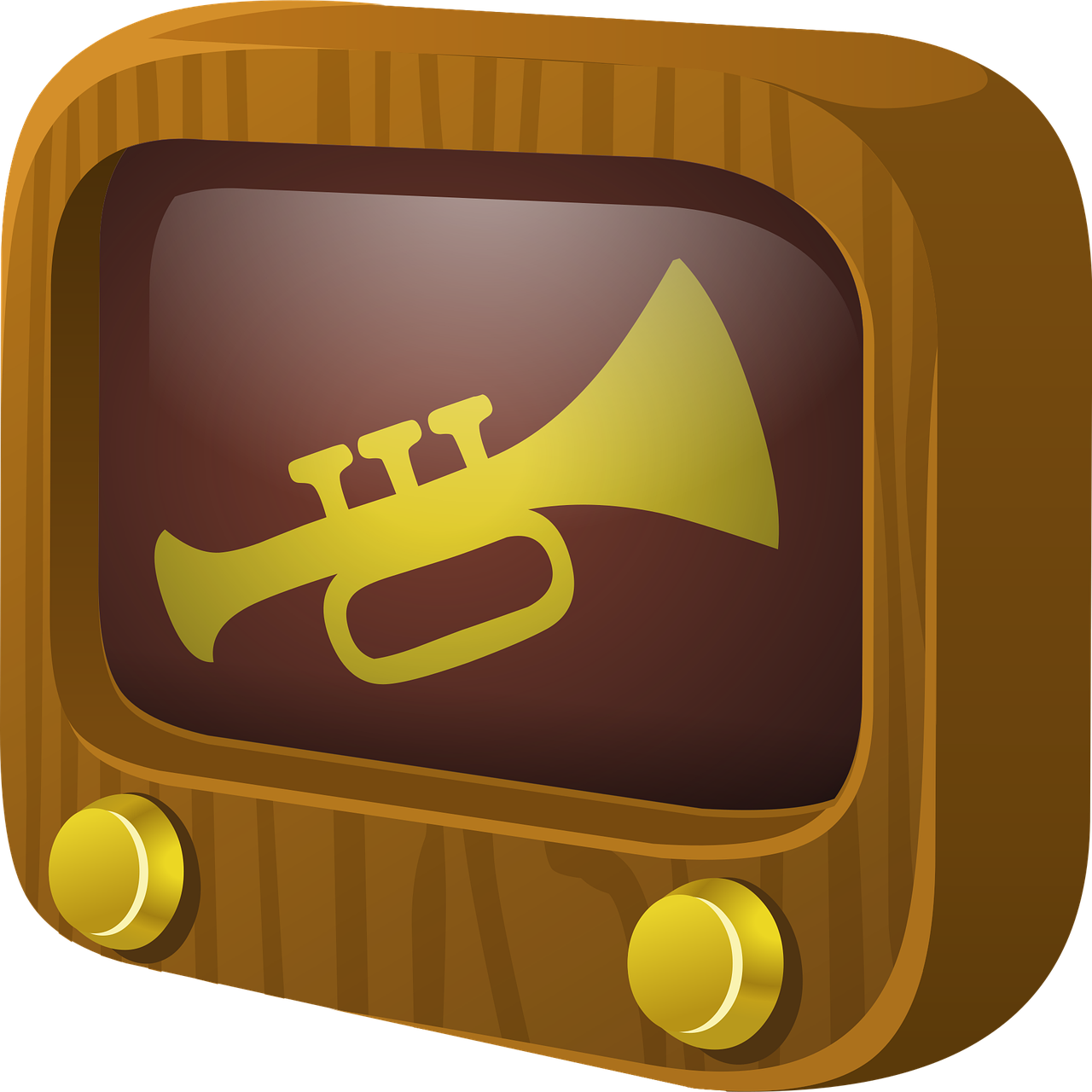 la télé, filtrer, trompette, 1b, télévision, bois, boutons, vieille, plat, divertissement