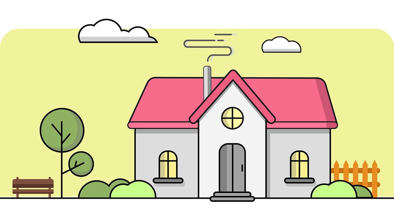 loger, domicile, imeuble, l'architecture, logement, cottage, conception, construction, maison d'illustration, la maison de l'illustration, dessin animé maison, maison avec cheminée, maison avec la voiture, maison rurale, dessin animé maison rurale, conception de maison, extérieur, quartier résidentiel