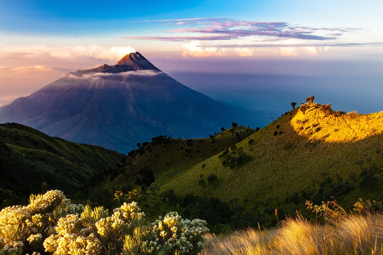 montagnes, paysage, matin, volcan, java, indonésie, nature, lever du soleil, volcan, volcan, volcan, volcan, volcan, indonésie, indonésie, indonésie