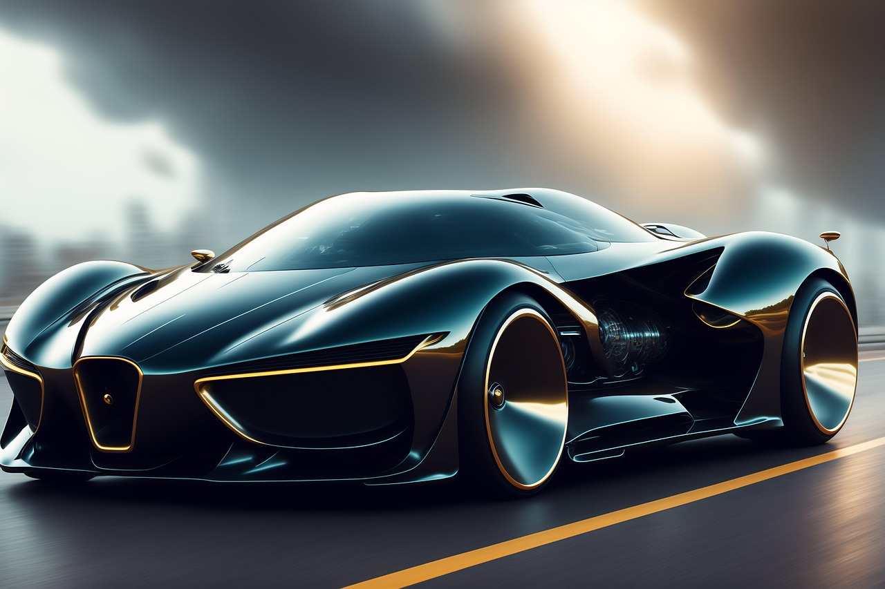 ai généré, auto, avenir, voiture, prototype de voiture, voiture futuriste, voiture noire, une, je, art, diffusion stable, super voiture, véhicule