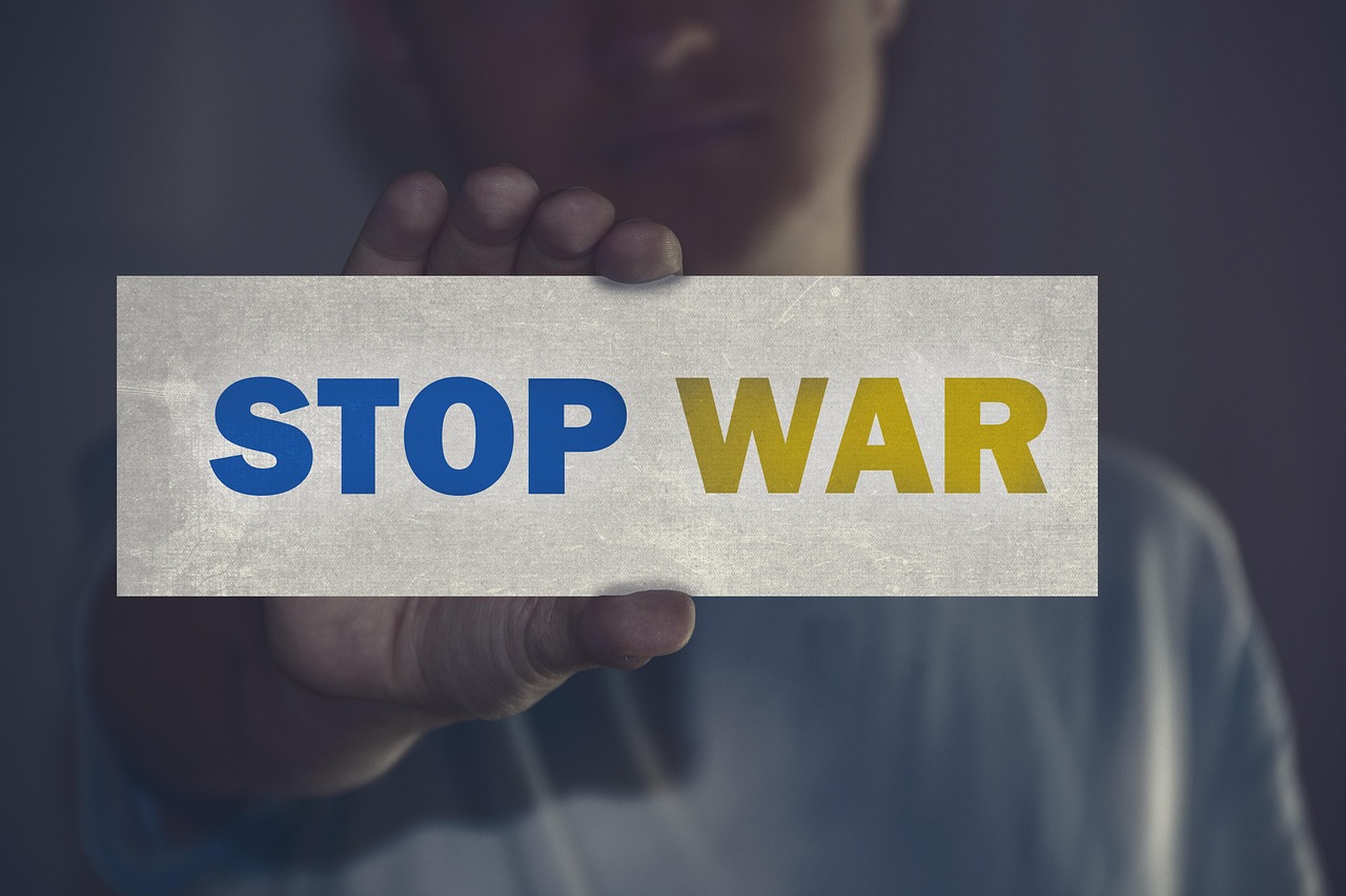 arrêter la guerre, signer, un message, support, homme, faire appel