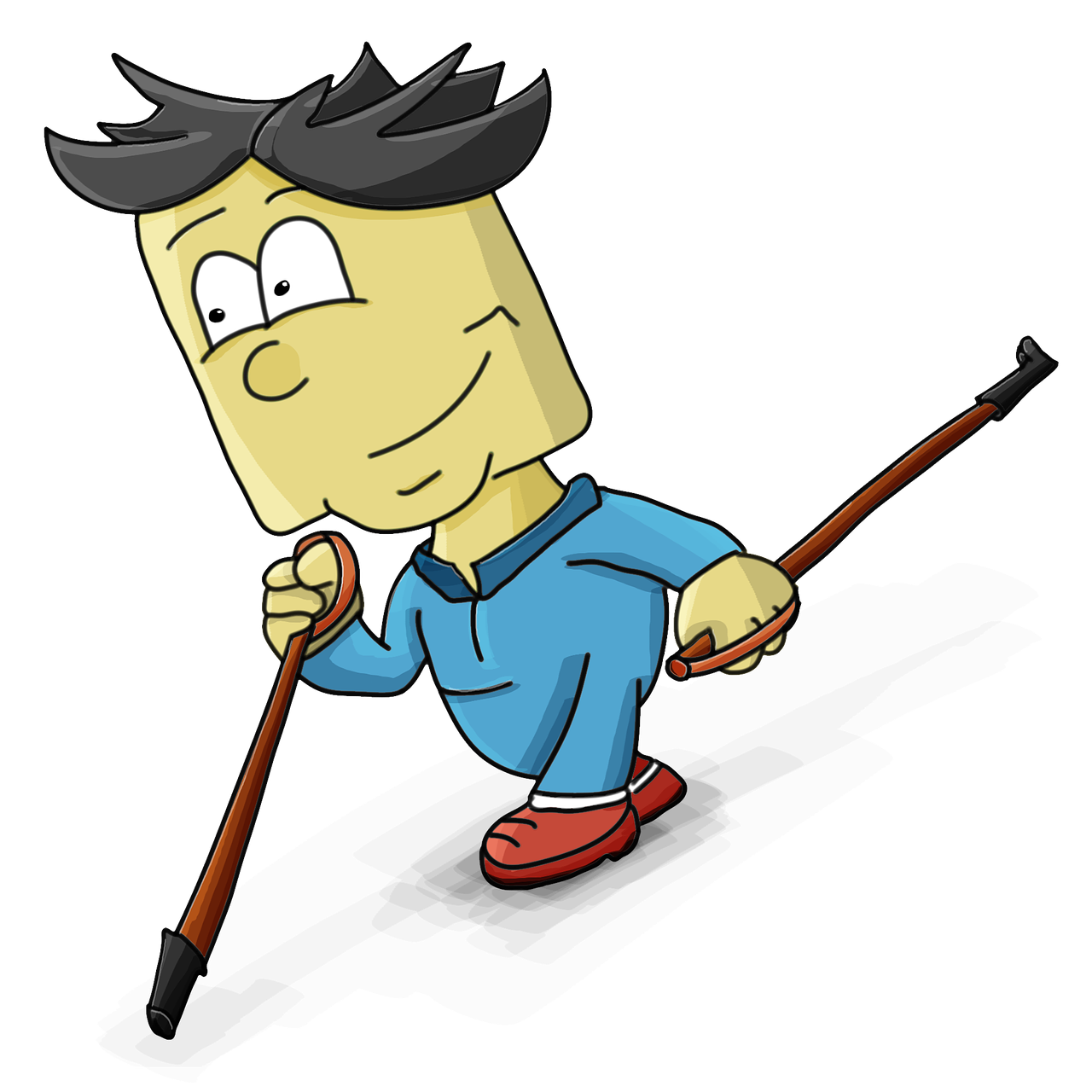 en marchant, scandinave, la marche nordique, nord, nordique, finlandais, personnage de dessin animé