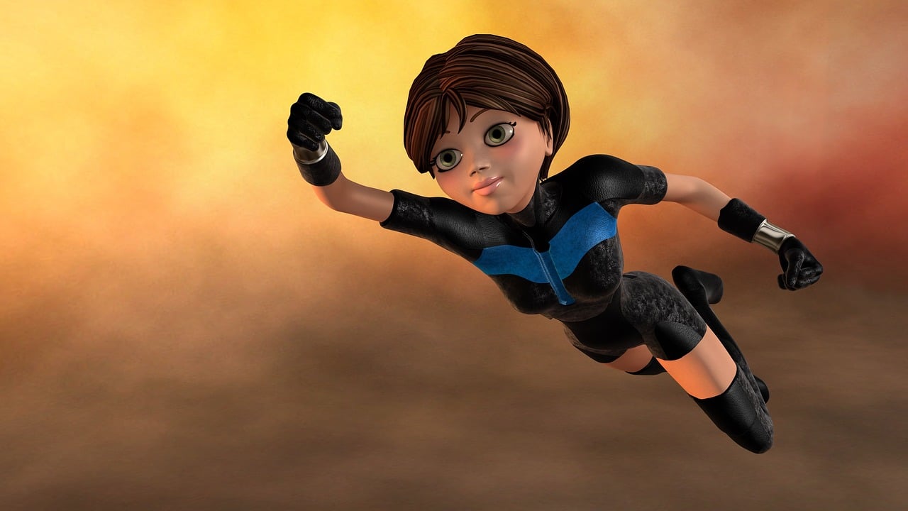 femme super, femme, en volant, 3d, jeune, super-héros, héros, dessin animé, art numérique, oeuvre numérique, femme, héros, dessin animé, dessin animé, dessin animé, dessin animé, dessin animé