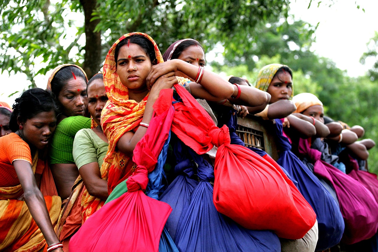 fille, gens, villageois