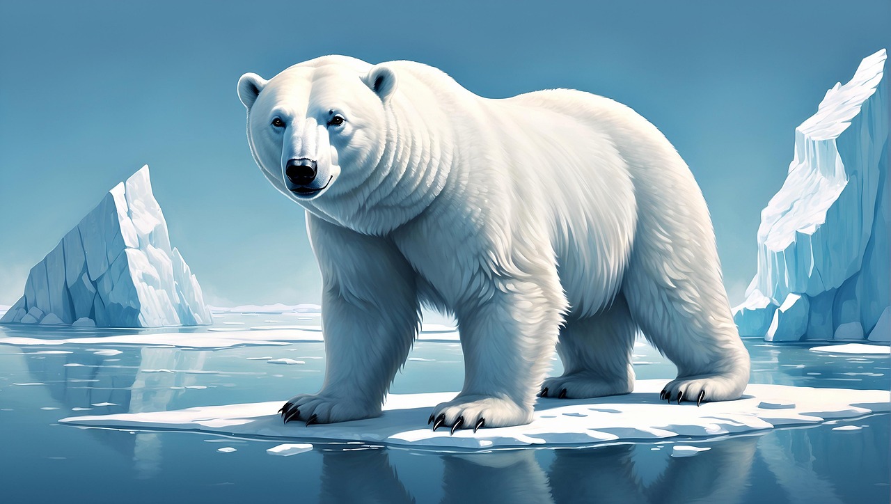 ia générée, ours polaire, icebergs, ours, changement climatique, climat, protection du climat, jour de la terre, faire fondre de la glace, chauffer, la nature