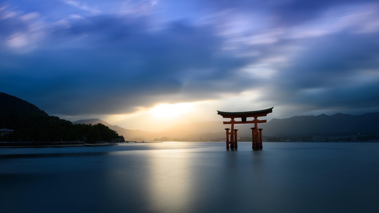 japon, nature, portail torii, temple, temple itsukushima, l'eau, portail, miyajima, hiroshima, tombeau