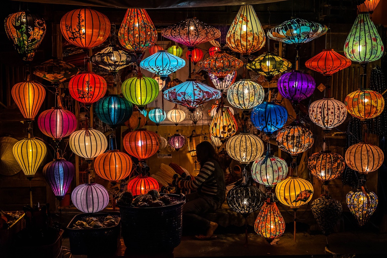 marché, les lampes, léger, personne, hoi un, vietnam, lampingons, marché, vietnam, vietnam, vietnam, vietnam, vietnam