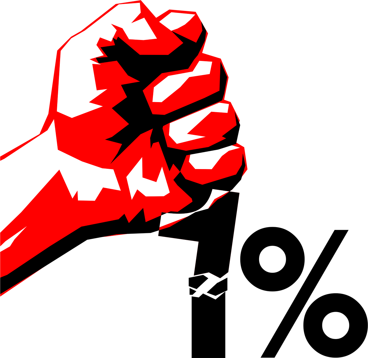 occuper, révolution, main, poing, rouge, un pour cent, pour cent, communisme