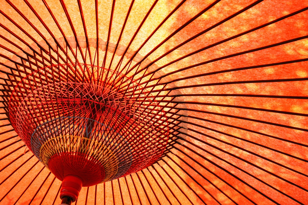 parapluie, oilpaper, kyoto, japon, grossier, papier, bambou, rouge, zen, japonais, asie, en tissu, décoratif, tradition, modèle, nature, conception, grue, conventionnel, ventilateur, jardin, origami, geisha, parapluie orange