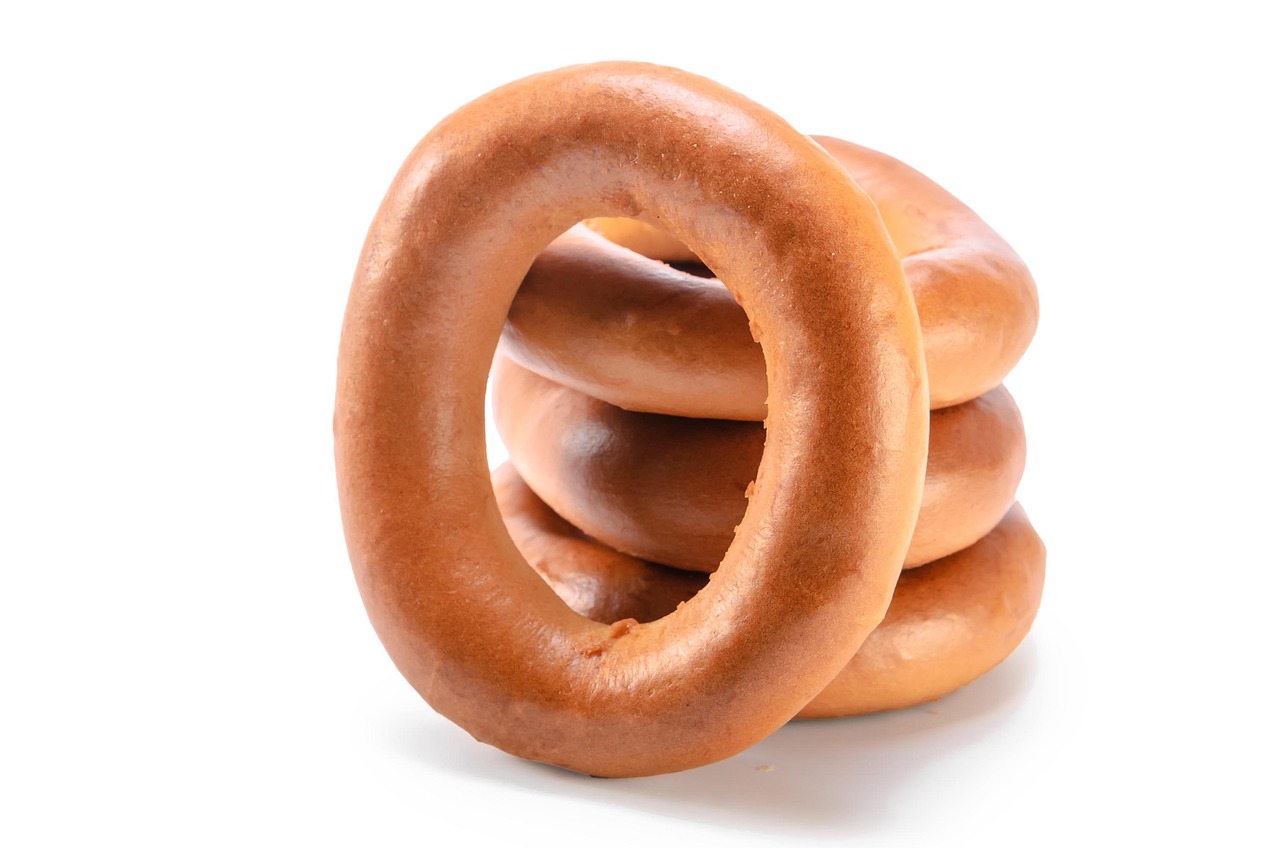 petit déjeuner, bagels, pain, isolé