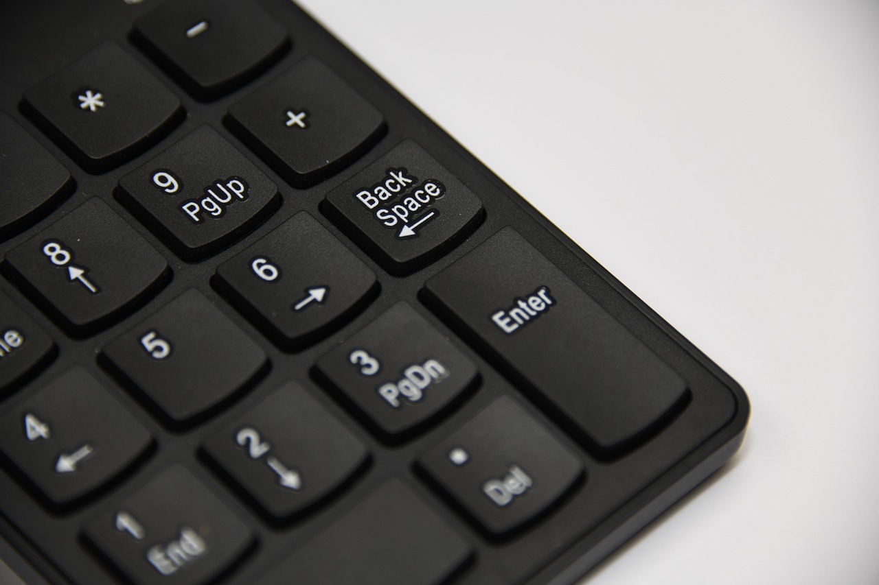 retour arrière, clavier, bureau, dactylographie, numéro, gris bureau, nombres gris, gris clavier