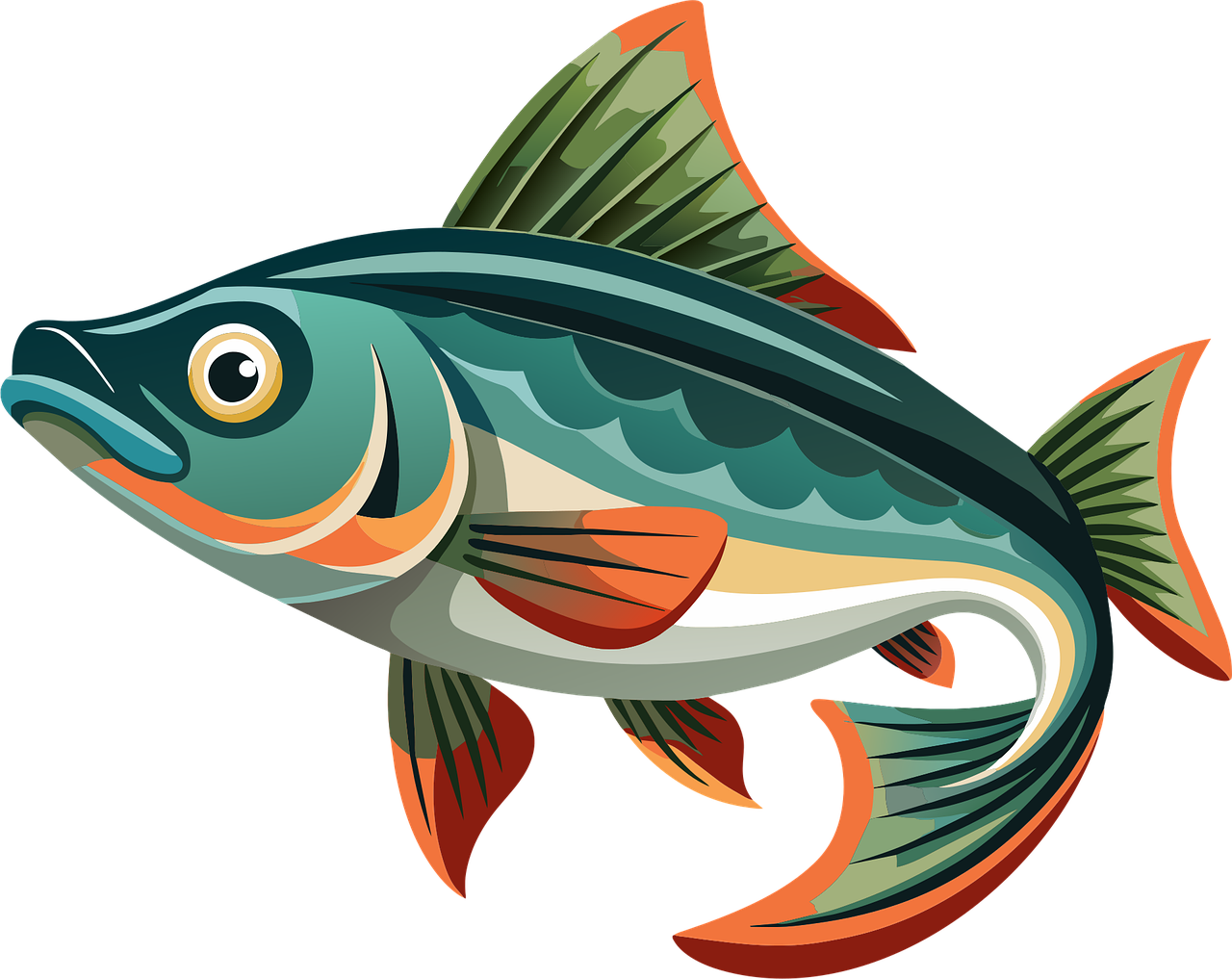 ai généré, nature, poisson, brochet, mer, océan, faire de la pêche