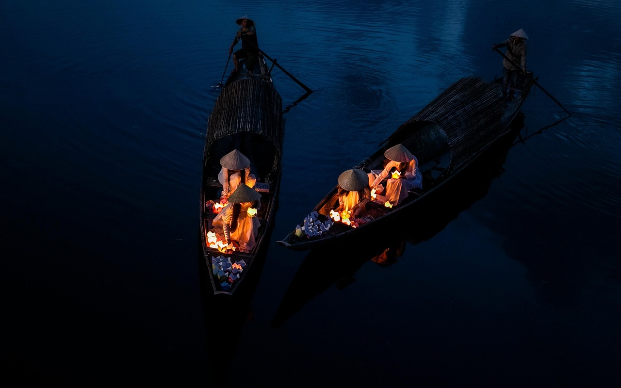 bateau, fleuve, vietnam, hue, en plein air, balade, tradition, culture