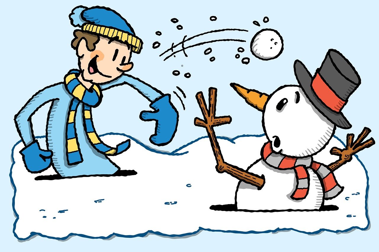 boule de neige, nature, hiver, amusement, jouer, du froid, bonhomme de neige, neige, dessin animé